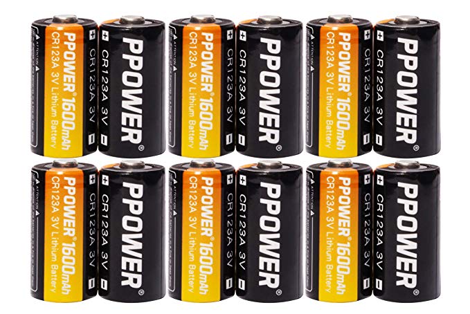 PPOWER CR123A Lithium 3V Photo Batteries with Battery Storage Box, 12-20 Pack 1600mAh CR123A Batteries for Arlo Cameras, Polaroid, Microphones, Flashlight, Non-Rechargeable (12pcs)