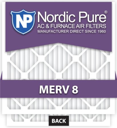 Nordic Pure 18x20x1M8-6 MERV 8 Pleated AC Furnace Air Filter 18x20x1 Box of 6