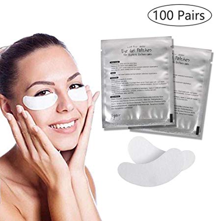 Eyelash pad, 100 Pairs of Eye Gel Pads, Comfy and Cool Eye Gel Patches for Eyelash Extension Eye Mask