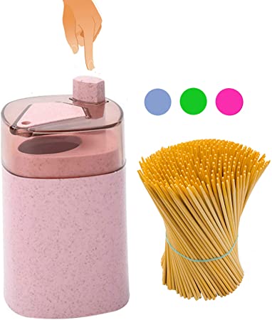 Toothpick Holder Dispenser, Toothpicks pak Designed in US Small&Spacious (Pink)