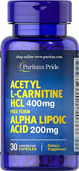 Puritan's Pride Acetyl L-Carnitine 400 mg with Alpha Lipoic Acid 200 mg-30 Capsules