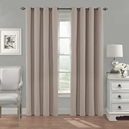 Eclipse Nadya Solid Blackout Window Curtain Panel, 84-Inch, Linen