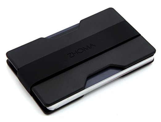 Zhoma Slim Wallet - RFID Blocking Minimalist Front Pocket Ultra Thin Strong Wallet Money Clip - Credit Card Holder - Black