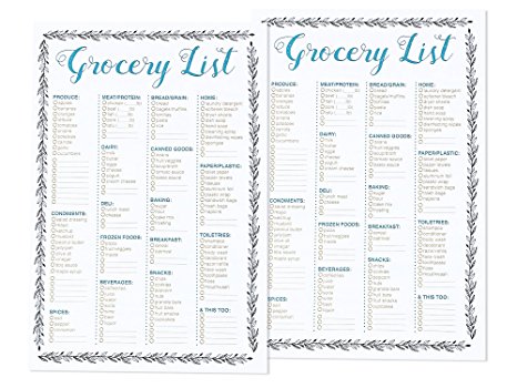 Set of 2 50-Sheet Grocery Lists Notepads - Shopping List Organizer Magnet Pad (Magnet Covers the Whole Back) 100 Sheets in Total, 9.25 x 6.25 Inches