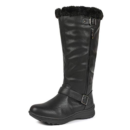 DREAM PAIRS Women's Winter Fully Fur Lined Zipper Closure Snow Knee High Boots (Wide-Calf)