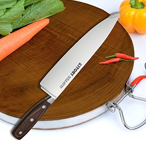 Kitory 8.5 Inch Chef's Knife, Japanese AUS-8 Super Steel, Sharp Cutlery, Ergonomic Handle, Multipurpose Top Kitchen Knife for Cutting, Slicing, Chopping, Dicing, Mincing with Gift Box (Wood Grain)