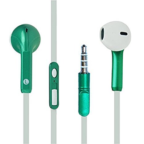 KingYou In-ear Earpods Wired Headset Earphone Headphone with Mic and Volume Control KS02 (Green)