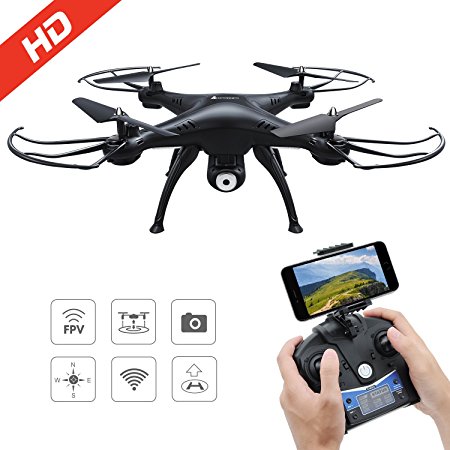 AMZtronics Drone with Camera, T20CW Wireless 2.4Ghz FPV RC Quadcopter RTF Altitude Hold UFO with Newest Hover, 720P HD Camera ,3D Flips Function