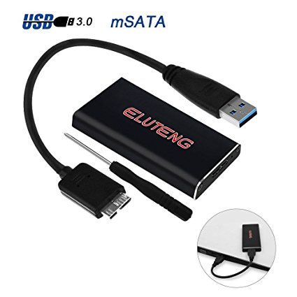 ELUTENG mSATA to USB 3.0 Adapter 5Gbps M2 SSD Enclosure Support UASP SSD mSATA Enclosure for 3030mm/3050cm mSATA SSD