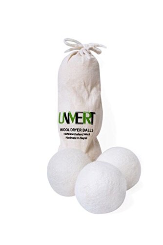 Unvert Premium 100 Handmade New Zealand Wool Dryer Balls All-natural Fabric Softener 3-Pack