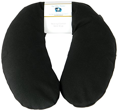 Neck Pain Relief Pillow - Hot / Cold Therapeutic Herbal Pillow For Shoulder & Neck Pain, Stress & Migraine Relief (Black - Organic Cotton)
