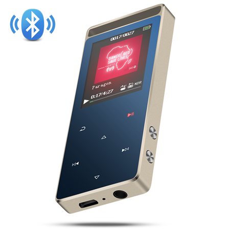 AGPTEK 8GB Bluetooth MP3 Player Touch Screen with FM/ Voice Recorder, Lossless Sound Metal Music Player, A01T,Royal Blue