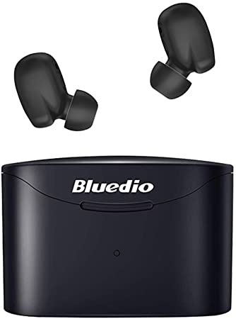 Bluedio True Wireless Earbuds TF2 with Charging Case Built-in Mic, TWS Bluetooth 5.0 Earphones with Face Recognition/Touch Control /IPX6 Waterproof /6mm Driver for Sports for iOS/Android (Black)