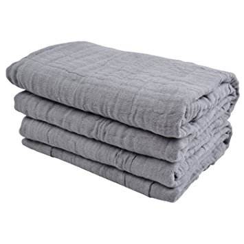 Super Soft Comfortable Newborn Infant Muslin Gauze Cotton Warm Baby Bath Towels Swaddle Blanket (Gray)