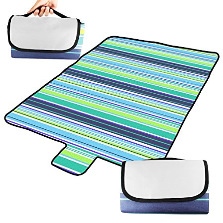 BIAL-otd 60" x 51" Outdoor Camping Picnic Blanket Oversized Mat Beach Blanket with Handles