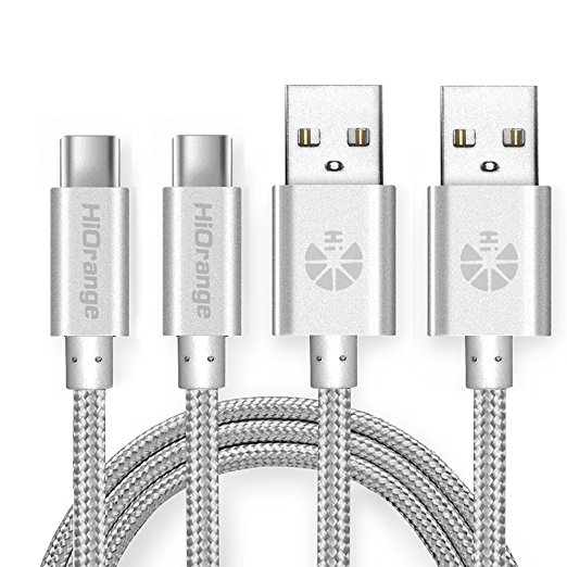 USB Type C Cable,HiOrange Android Charging Cable 2 Pack 3.3FT 6.6FT Nylon Braided High Speed USB 3.1 to Type C Charging Cables Android Fast Charger Cord for Samsung Galaxy S8, Nintendo Switch, Nexus 6P 5X, Google Pixel, LG G5 V20, HTC 10-Silver