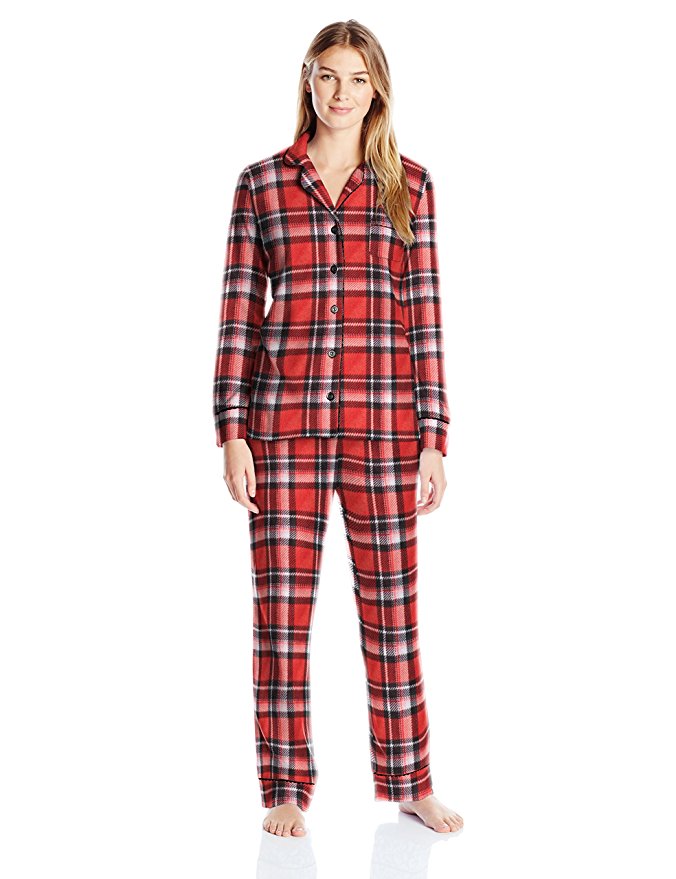 Carole Hochman Women's Packaged Notch Collar Microfleece Pajama Set