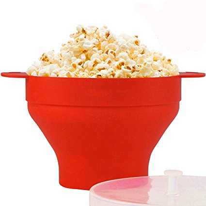 Popcorn Popper,Microwave Silicone Popcorn Maker,Collapsible Bowl with Handles