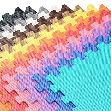 We Sell Mats - 2'x2' Foam Interlocking Anti-fatigue Exercise & Fitness Gym Soft Yoga Trade Show Play Room Basement Square Floor Tiles Borders Included - 13 Colors to Choose From