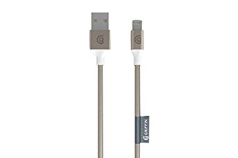 Griffin Premium Braided Lightning Cable, 10ft, Gold, Reversible USB - Long Life Braided cable with reversible USB connector