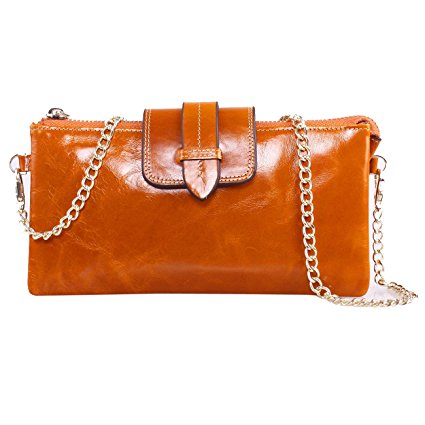 Women's Large Capacity Purse Genuine Leather Wristlet Wallet Clutch
