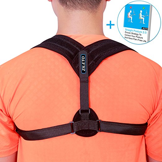 Zileto Premium Posture Corrector, Posture Brace, Back Brace For Women Men | Shoulder Support Clavicle Brace |Adjustable Straps |Improve, Fix Posture, Stop Hunchback |Free Ebook