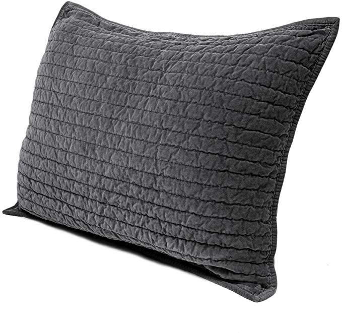 Elegant Life Royal Cotton Velvet Pic-Stitch King Pillow Sham - 20’’ x 36’’, Gray