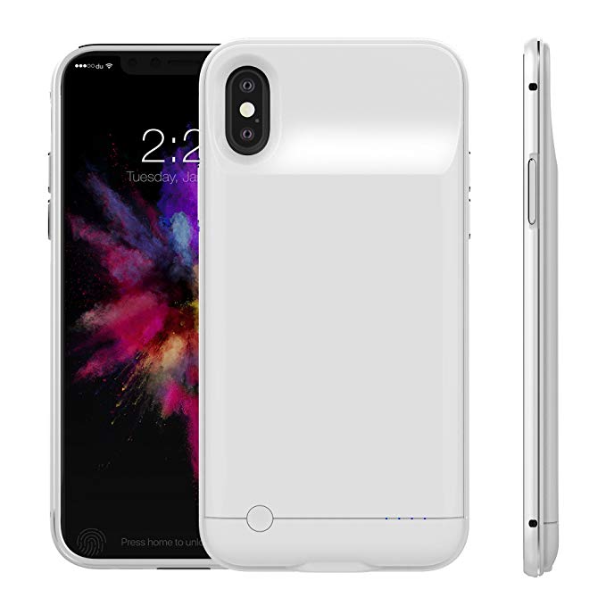 iPhone X Battery Case,Kredy 3200mAh Rechargeable Extended Charger Case Protective Battery Pack Charging Case [Lightning Charging Port] for iPhone X/iPhone 10(5.8 inch) (White)