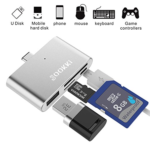 USB C HUB Type C SD Card Reader OTG Memory Adapter for MacBook Chromebook Micro ,JOOKKI,Silver