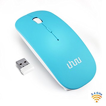 Wireless Mouse, UHURU 2.4G Silent Rechargeable and Portable Mouse with 3 DPI for Notebook, Pc, MAC, Laptop, Computer - New & Improved Version (Blue)