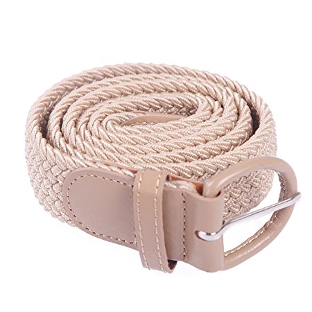 HDE Men’s Elastic Braided Belt Woven Stretch Fabric with Covered Buckle