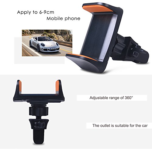 2017 New Design, Air Vent Phone Holder Car Mount with Quick Easy Release Button and 360 Degree Rotation Cradle for iPhone 7 Plus/7/6s Plus/6s/SE/5, Samsung Galaxy Note, Nexus, Smartphones