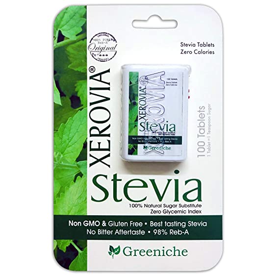Xerovia Stevia Extract (98% Reb-A), Zero Calorie Sugar Substitute - Completely Free of Artificial Ingredients- 100 tablets