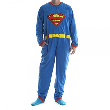 Superman Blue Union Suit Mens Caped Pajama