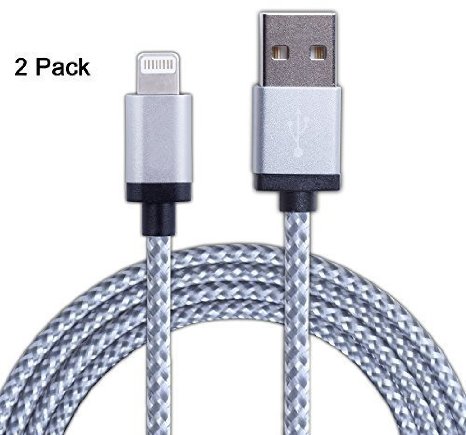XcordsTM 2pcs 6ft iPhone Lightning Cable Charging Cord Nylon Braided Apple USB Cable Usb20 Data Sync Cable 8 Pin Cable for iPhone 55s5c 6s 6s Plus iPad iPod 5G