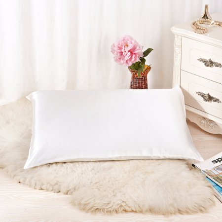 Alaska Bear Natural Silk Pillowcase for Hair and Facial Beauty Queen Standard Size Ivory White Pillow Shams Cover with Hidden Zipper - Ivorynon-bleached