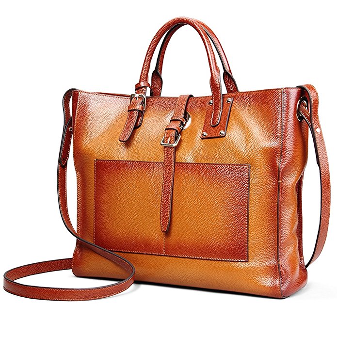 AINIMOER Women's Genuine Leather Tote Handle Bag Cross-body Handbag Top Handle Shoulder Bags