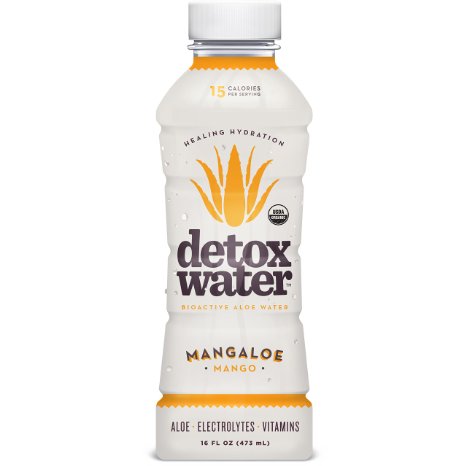 detoxwaterTM Bioactive Aloe Water Mangaloe Mango 16 Fluid Ounces, Pack of 6