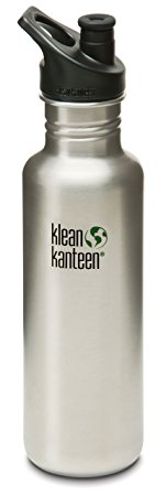 Klean Kanteen 27 oz Stainless Steel Water Bottle (Sports Cap 3.0 in Black) - Brushed Stainless
