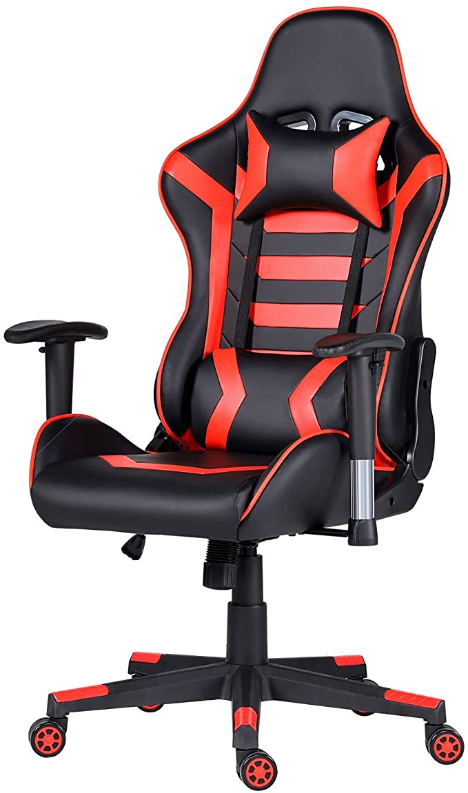 Gaming Chair Computer Game Chair - Ergonomic Office Chairs Adjustable Swivel Multifunctional Desk Chair with Headrest and Lumbar Support Video Game Chair (Black & Red)