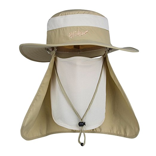 Afala Unisex Sun Hats with Neck Face Flap Wide Brim Great Sun Protection for Fishing, Hiking, Gardening