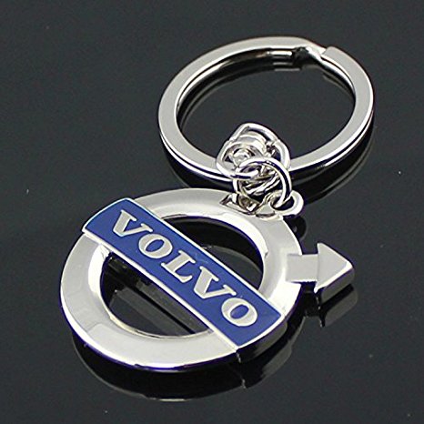 Volvo Blue Logo 3D Chrome Plated Key Chain Ring FOB