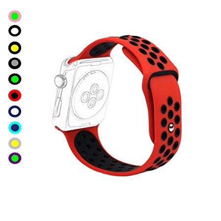 Sunmitech Silicone Band for Apple Watch iWatch 38mm 42mm Series 1&2&3, Replacement Smart Watch Bracelet Strap Accessories, Sport Wristband