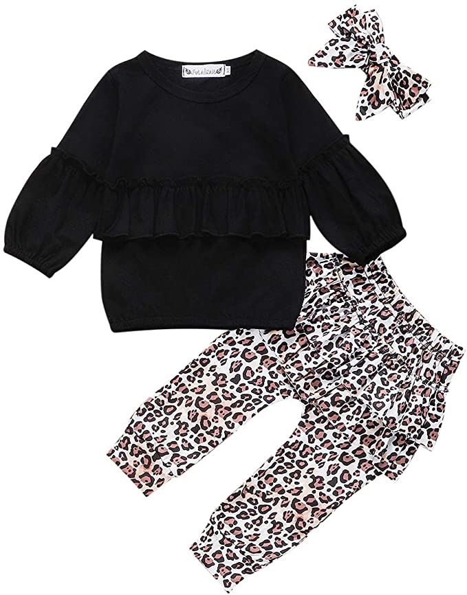 Newborn Toddler Baby Girl Clothes Ruffle Long Sleeve Letter Print Top Floral Halen Pants Headband Hoodie Top Outfits