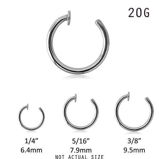 20G Flat Disc Nose Hoop 316L Surgical Steel Ring -CHOOSE SIZE