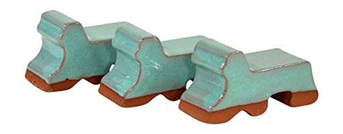 Ceramic Pot Feet 3-Pack -Copper Glaze- Made In USA- Flower Pot Risers Glazed Ceramic - Handmade - Stoneware Clay - Frost Proof - Made For Planters- 3" Long x 1.5" Tall - Recommended for 14"-20" Pots