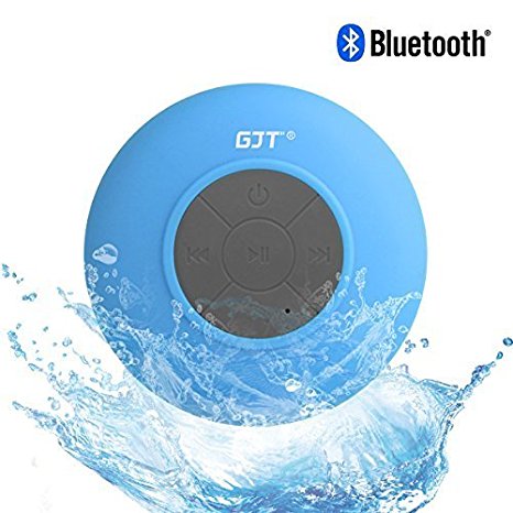 GJT Wireless Bluetooth Waterproof Portable Shower Speaker 3.0 with Built-in Mic and Suction Cup - Blue