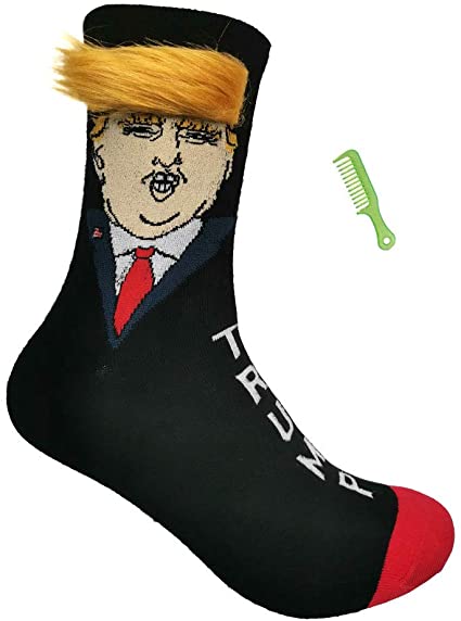 Trump Socks with Hair - Unisex Funny Gift Socks Novelty President 2020 Socks with Comb