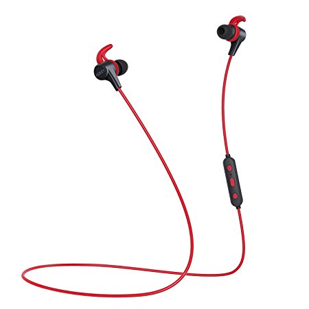AUKEY Bluetooth Sport Headphones in Ear Earphones Wireless Stereo Portable Lightweight for Jogging, Running, Sports, Gym, Hands-free MIC for iPhone and Android Smartphones (Red)