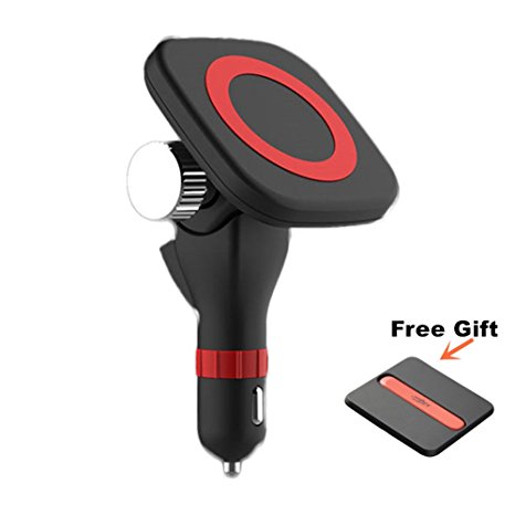 KINGTON Car Charger Magnetic Wireless Charging Kit Qi Standard 180°C Adjustable Wireless Charging Mount Holder Cradle For Samsung Galaxy S7, Galaxy S8 Edge S6 LG G6,With Magnetic Holder Freely